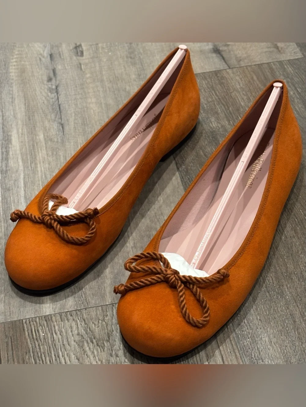 NIB Pretty Ballerinas Rosario Suede Ballerina Flats Orange/burnt Oxide Size 12